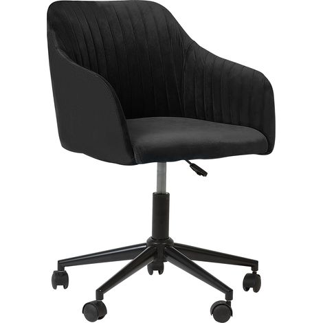 Silla de oficina de terciopelo negro giratoria altura acolchado Venice