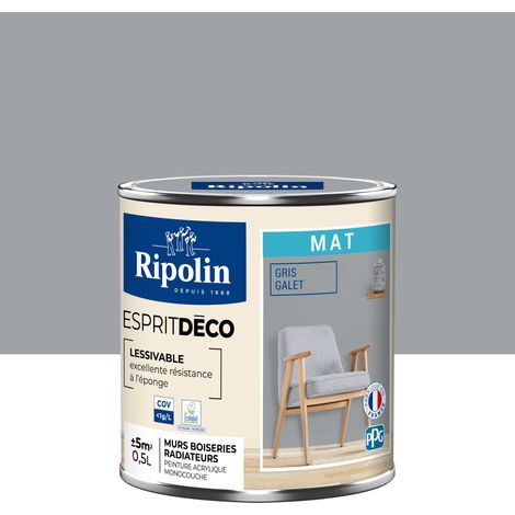 Peinture Murale Toutes Pièces - Mat - 0,5L - Gris Galet - Ripolin (1/5)