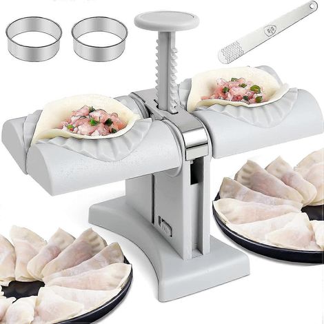 Machine à raviolis/machine à tartes/machine à mouler, moule à raviolis double tête entièrement automatique domestique/presse à raviolis, ensemble de feuilles de pâte à raviolis (y compris moule double (1/5)