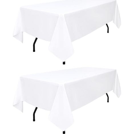 2er-Pack weiße Tischdecke 153x260cm Polyester für Haushalt & Gastronomie