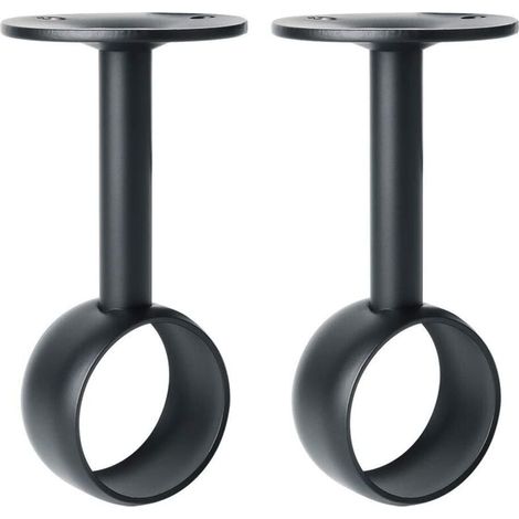 Support de Tringle à Rideaux Support Tringle Penderie avec Vis Support de Plafond pour Rideau et Armoire, Noir Mat en Acier Inoxydable, Diamètre 32 mm, 2 Pcs (1/4)