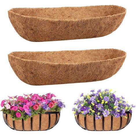 2 Pièces Bac Doublures en Fibre de Coco, 75CM Doublure 100% Naturelle Fibre de Coco Tapis Épais Préformé pour 60CM Bac Panier à Plantes Clôture Fenêtre Jardinière Jardin Animaux Tapis (1/5)