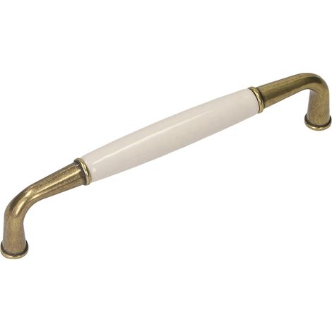 Tirador UP16, oro antiguo, porcelana color leche, 128 mm (1/2)