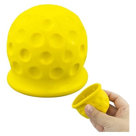Universal Trailer Hitch Ball Cover, 50mm, Black, Rubber, Tow Hitch Ball, Abrasion and Dirt Protection, Yellow (1/5)