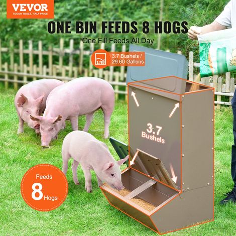 Mangeoire pour porcs, capacité de 134,5 L, mangeoire pour porcelets en acier galvanisé à double porte, distributeur de nourriture p… (1/5)