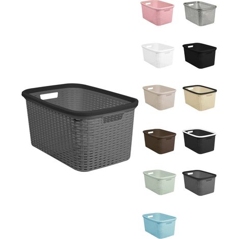 Cesta para la Colada 25 x 53 x 36 cm - Cesto ropa sucia – Cesta Rectangular con Asas diseño Mimbre (1/5)