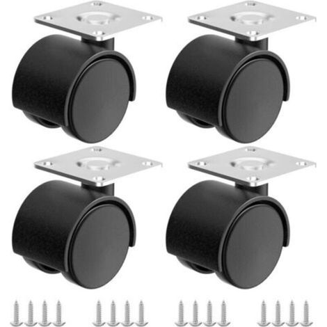 Ruedas giratorias de 3,8 cm (1,5 pulgadas), juego de 4 ruedas de plástico para carros, muebles, cunas, cocinas, armarios y mesas - Crezuo