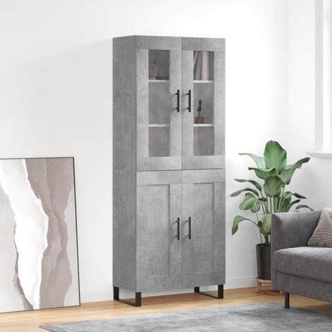 Buffet de Salon,Buffet Commode industriel haut Gris béton 69,5x34x180 cm Bois d'ingénierie -QS55442 (1/5)