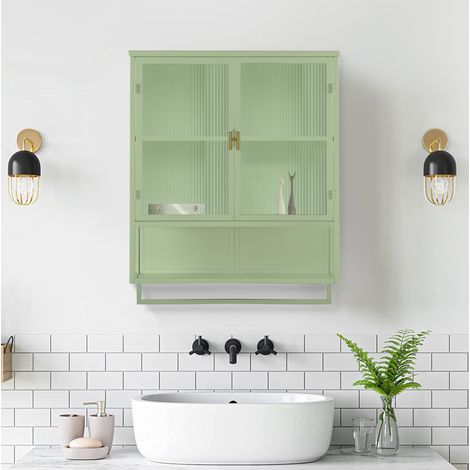 Möbel Sideboard Aufbewahrung 60 cm Wandmontage Grün OKMYHOME (1/5)