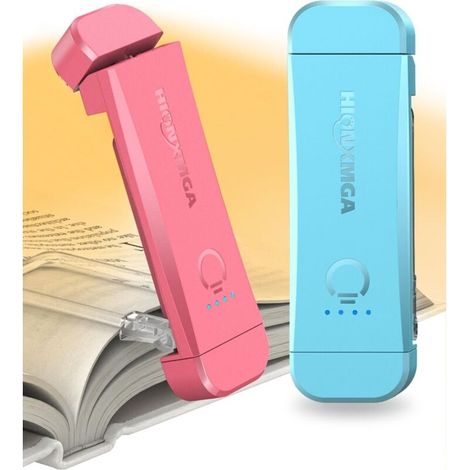 Rechargeable Reading Lamp, Bedtime Reading Light, 3 Warm Colors and Dimming, Compact and Durable, Gift for Children's Readers, Pink + Blue (1/5)