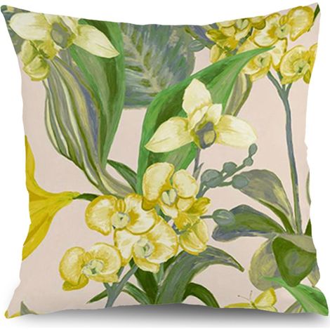 Housse de coussin floral papillon printemps été,décoration canapé,45×45cm (1/5)