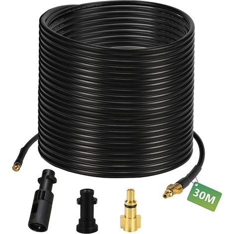 Wolketon Manguera desatascadora 30m 180Bar PVC con boquilla fija de cobre y M22