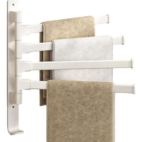 Bardusch-Porte-serviettes Rotatif - Space Aluminium - Installation Sans Poinçon - 4 Barres - Blanc (1/4)