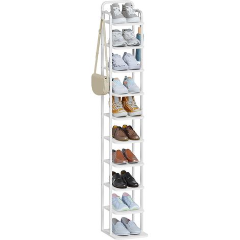 Étagère à Chaussures Verticale à 10 Niveaux,Autoportante,Réglable (1/5)
