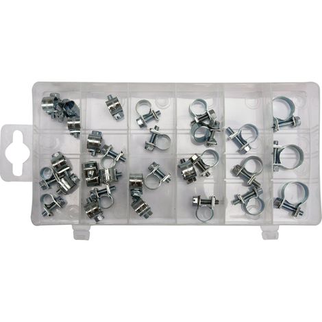 Assortiment de 30 colliers a machoire pour durites de 6 a 16 mm