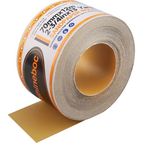 70 mm x 12 m Rouleaux de papier de verre Attaches autocollantes, Pour le bois, le métal, le plastique, l'automobile, le bloc de ponçage, Grain 600 (1/5)