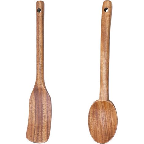 Cuillère À Soupe En Bois - Écumeuse En Bambou Pour Cuisinière - Résistant À La Chaleur Jusqu'à 200 °C - Pour Casseroles Et Poêles - Lot De 2 (1/5)