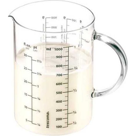 Carafe Graduée - Verre Borosilicaté - Capacité 1 L - Pour Mesure Précise Liquides et Substances Fondues - Usage Cuisine Micro-ondes et Lave-vaisselle - 1 Pièce (1/3)