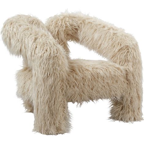 Freyja Indoor Chair - Faux Mongolian Fur - L74 x W78 x H71 cm - Ivory - Fully Assembled
