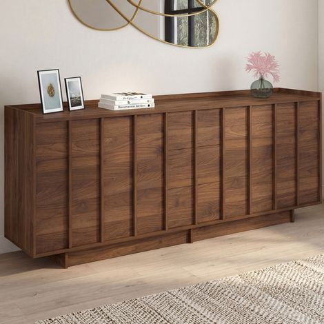 Buffet 200 cm ROSIE 4 puertas y 3 cajones estilo nogal diseño minimalista (1/5)