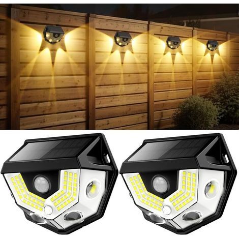 Lampe solaire à détecteur de mouvement, grand angle 270°, étanche IP65, éclairage de sécurité extérieur pour porte d'entrée, cour et garage (lot de 2) (1/5)