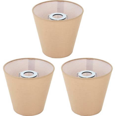 3er-Set beige-khakifarbene Stofflampenschirme, Modell E14 Intervention, innovative Staubschutzhülle für das Schlafzimmer (1/5)