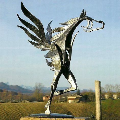 Statue Cheval - En Métal - Décoration Extérieure Jardin Maison - Résistante Aux Intempéries - 1 Pièce