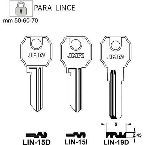 Llave En Bruto JMA LIN-15D Acero Alta Resistencia Para Cerraduras Lince - Pack 50 Uds