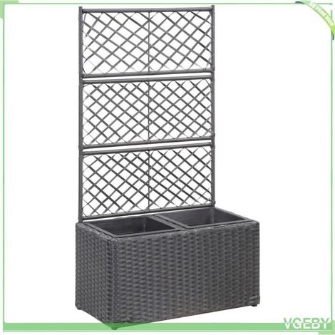 Jardinière surélevée - FAFEICY - 46931 - Résine tressée - 2 pots amovibles - Noir (1/5)