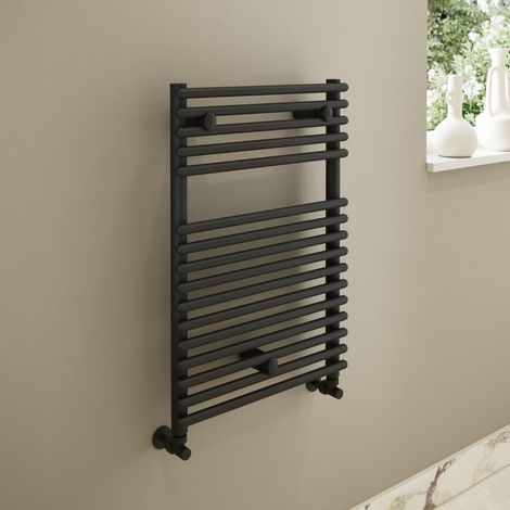 Signature Mode Straight Heated Towel Rail 730mm H x 500mm W - Black (1/2)