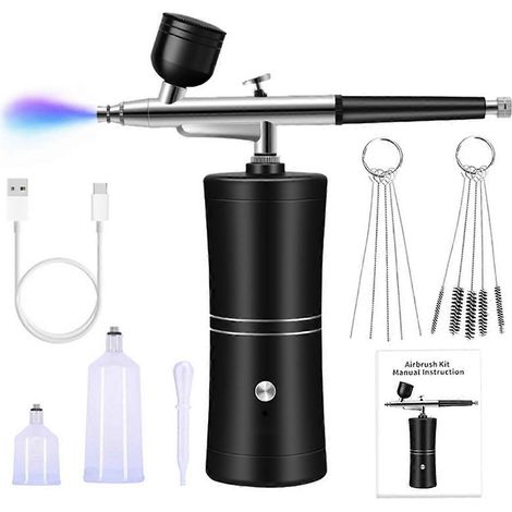Kit aérographe avec compresseur rechargeable haute pression pour nail art --- (1/5)