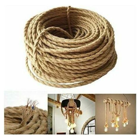 LED Lighting 10m Fil électrique Corde,2 Curs Linge de Cable d'éclairage de Corde Vintage Fil de cuivre recouvert Rétro Tressé Industriel Corde pour DIY Pendentif Lampe (1/5)