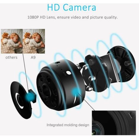 Mini Caméra IP - 1080P Wifi Sans Fil - Vision Nocturne IR - Détection de Mouvement - 150° Grand Angle - Batterie Rechargeable Intégrée - 1 Unité (1/4)