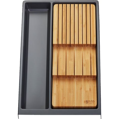 Mehrzweckeinsatz SEPARADO Individual schiefergrau genarbt (300 x 474 x 51 mm) Schubladeneinsatz ab 40cm Schrankbreite inkl. Bambus Messereinsatz für bis zu 9 Messer von SOTECH