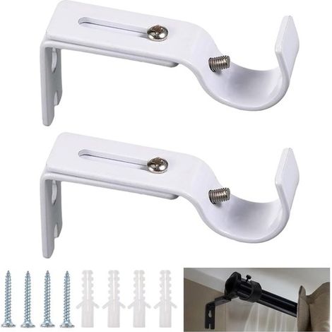 2 supports de tringle à rideaux réglables,Convient aux diamètres de 20 à 25 mm,Support mural réglable,Fixation par vis rétractable (1/5)