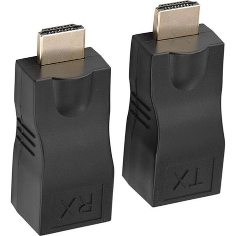 Extenseur répéteur de signal HDMI vers RJ45, convertisseur câble réseau 30m compatible avec câbles CAT-5e et CAT6, lot de 2 pièces pour transmission prolongée sans perte (1/5)
