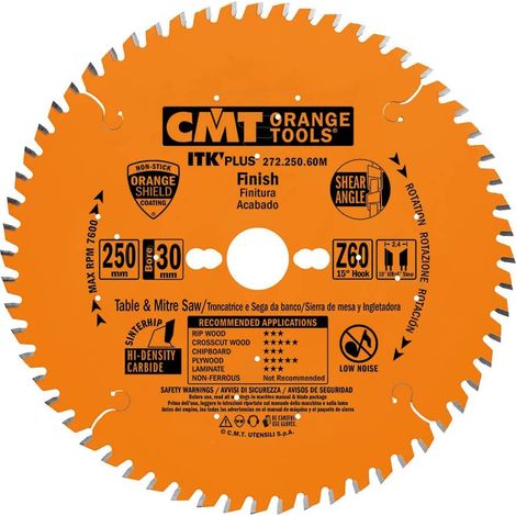 CMT – Lame de scie circulaire 250mm – Alésage 30mm – 60 dents – Pour bois dur et métal – Ultra ITK