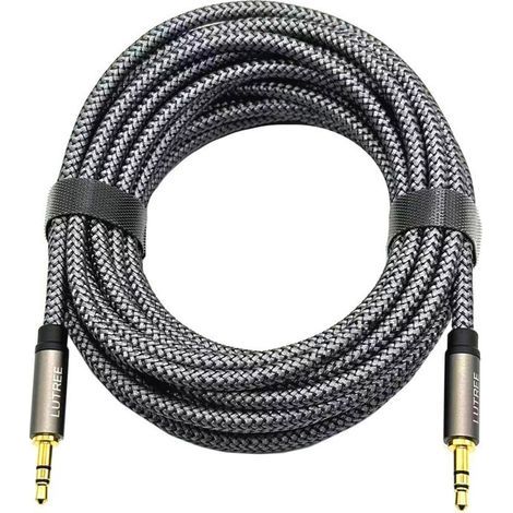 Câble audio tressé AUX, 3,5 mm mâle-mâle, câble audio pour voiture, câble audio pour haut-parleur/casque de téléphone portabl(N40) (1/5)