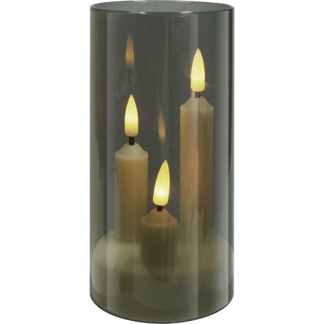 (1 grise) Bougie LED 3 en 1 avec effet de flamme vacillante, lumière électronique, convient à la décoration intérieure. (1/3)