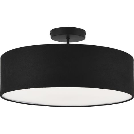 Plafoniera Missouri con Paralume Cilindrico in Tessuto Organza Nero / Bianco lux.pro