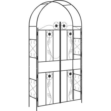 Garden Arch Plain Black 115 x 37 x 226 cm vidaXL