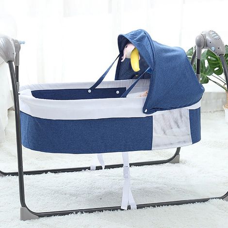 Transat électrique pour bébé - Lit d'appoint - Balançoire - Hamac avec armature avec fonction oscillante à 3 niveaux - Minuterie - Moustiquaire (1/5)