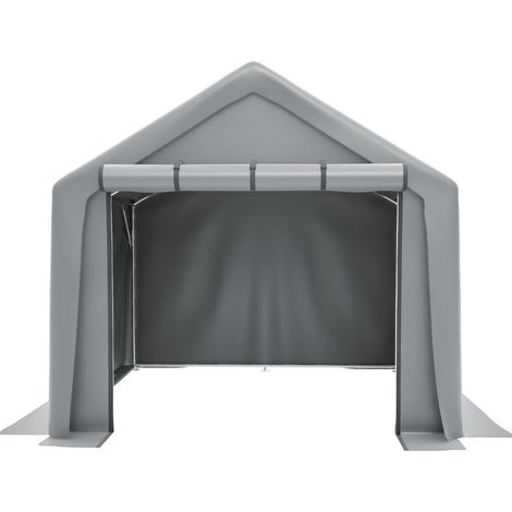 Tienda garaje para bicicletas 244 x 241 x 217 cm gris oscuro de acero galvanizado (1/5)