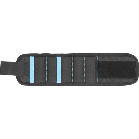 Bracelet magnétique à 5 compartiments avec 20 aimants puissants, support outils noir, brassard de rangement pour vis, clous et forets (1/5)