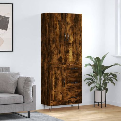 Highboard Räuchereiche 69,5x34x180 cm Holzwerkstoff (1/5)