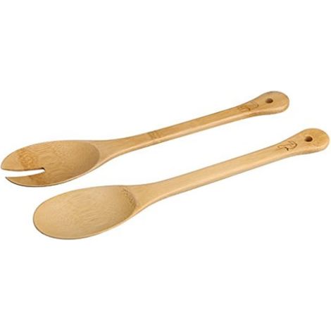 Couverts à Salade Ensemble, Bambou, Beige, 34 cm (1/4)