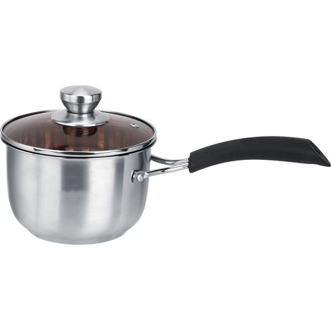Marmite avec couvercle en verre et poignée isolante en acier inoxydable pour la cuisine (16 cm) (1/5)