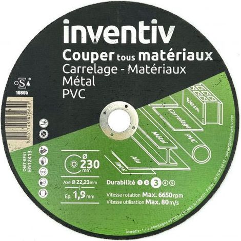 Disque Multicoupe INVENTIV 230mm - Coupe Carrelage, Métal, PVC