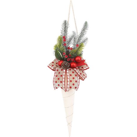 Style 8 : Applique murale suspendue en forme de cornet de glace (17,7 cm x 45,8 cm), éclairage LED, décoration de porte ou de cheminée, décoration lumineuse de Noël (1/2)