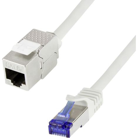 LogiLink CC5092S RJ45 Patchkabel CAT 6a S/FTP 10 m Grau mit Rastnasenschutz 1 St. (1/5)